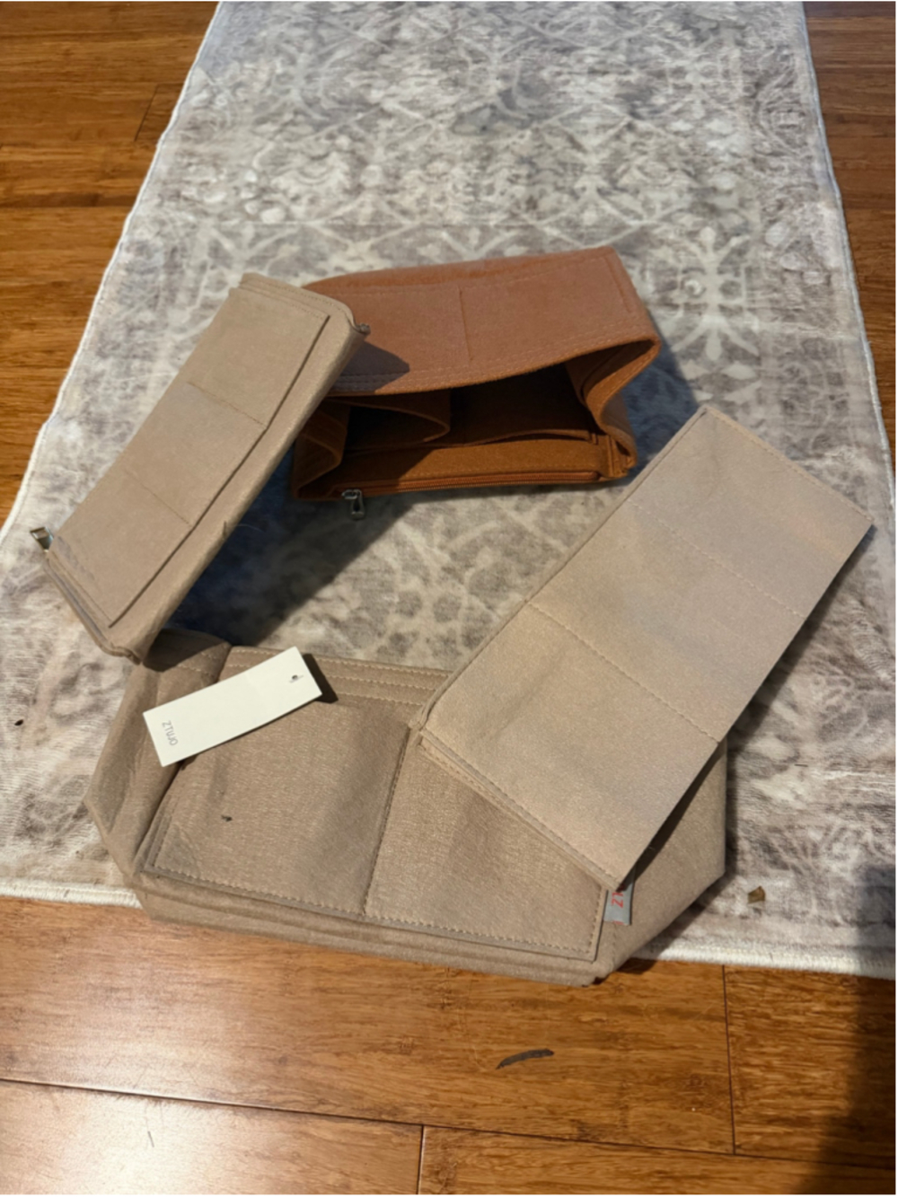 4 Purse Organizer Insert Set Beige Brown